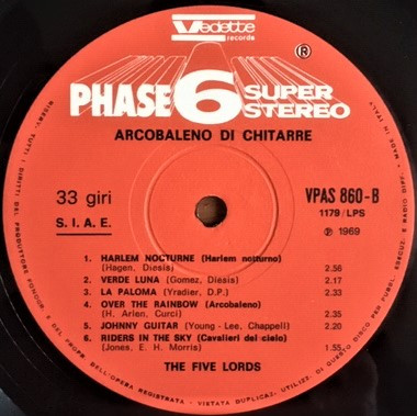 The Five Lords - Arcobaleno Di Chitarre | Vedette Records (VPAS 860) - 3 The Five Lords - Arcobaleno Di Chitarre | Vedette Records (VPAS 860) - 3
