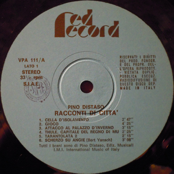Pino Distaso - Racconti Di Città | Red Record (VPA111) - 3