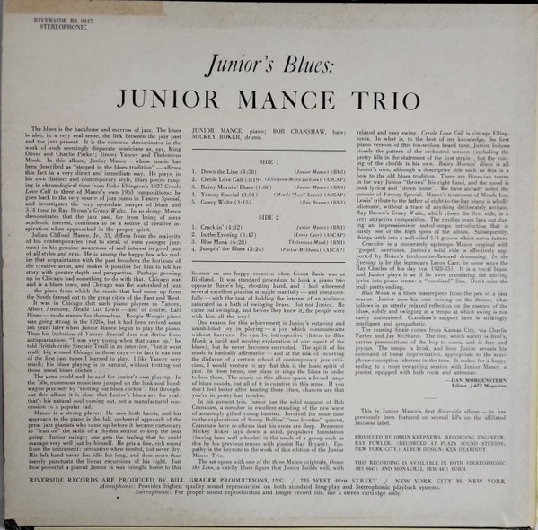 Junior Mance Trio - Junior's Blues | Riverside Records (RS 9447) - 2