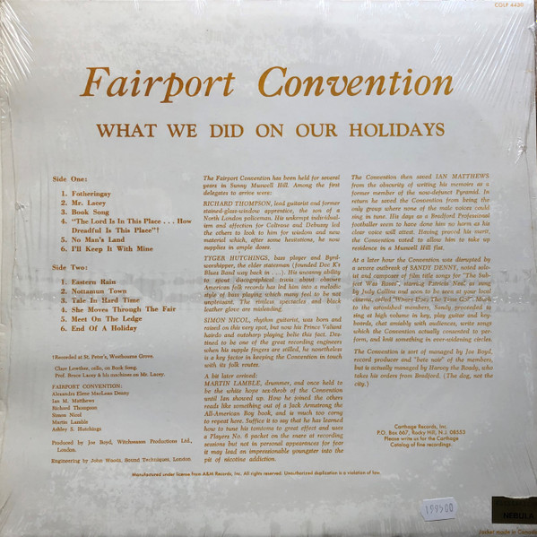Fairport Convention - What We Did On Our Holidays | Carthage Records (CGLP 4430) - 2 Fairport Convention - What We Did On Our Holidays | Carthage Records (CGLP 4430) - 2
