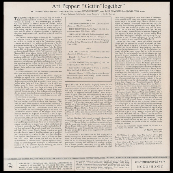 Art Pepper - Gettin' Together! | Contemporary Records (M3573) - 2 Art Pepper - Gettin' Together! | Contemporary Records (M3573) - 2