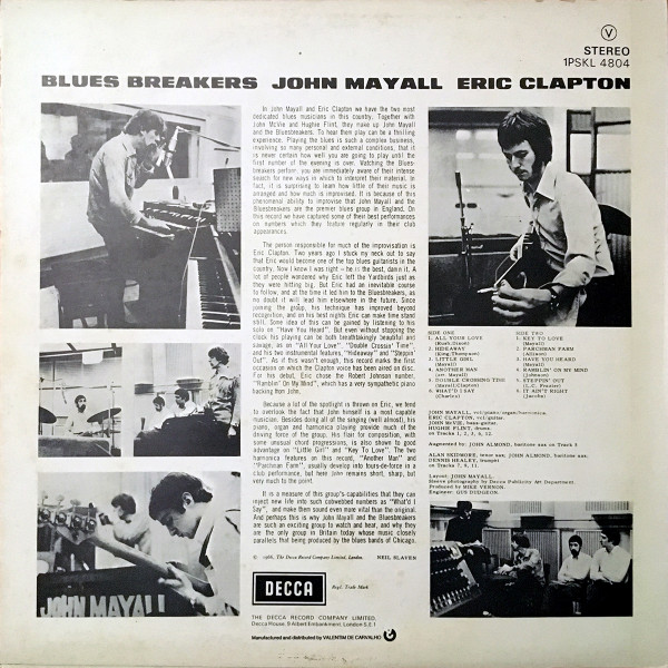 John Mayall With Eric Clapton - Blues Breakers | Decca (1PSKL 4804)