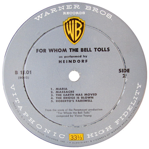Ray Heindorf , Victor Young - For Whom The Bell Tolls | Warner Bros. Records (B 1201) - 3 Ray Heindorf , Victor Young - For Whom The Bell Tolls | Warner Bros. Records (B 1201) - 3