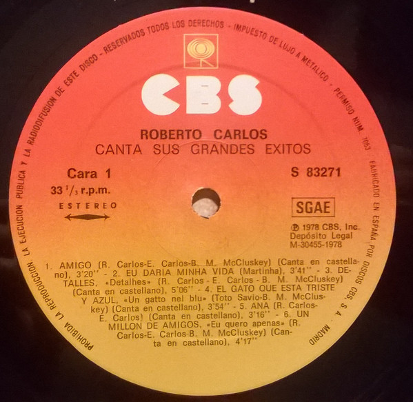 Roberto Carlos - Canta Sus Grandes Exitos | CBS (S 83271) - 3