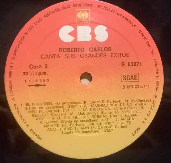 Roberto Carlos - Canta Sus Grandes Exitos | CBS (S 83271) - 4