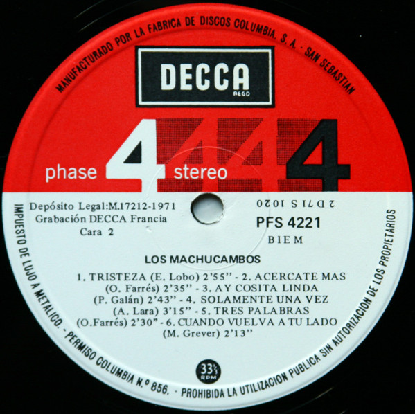Los Machucambos - Los Machucambos | Decca (PFS 4221) - 4