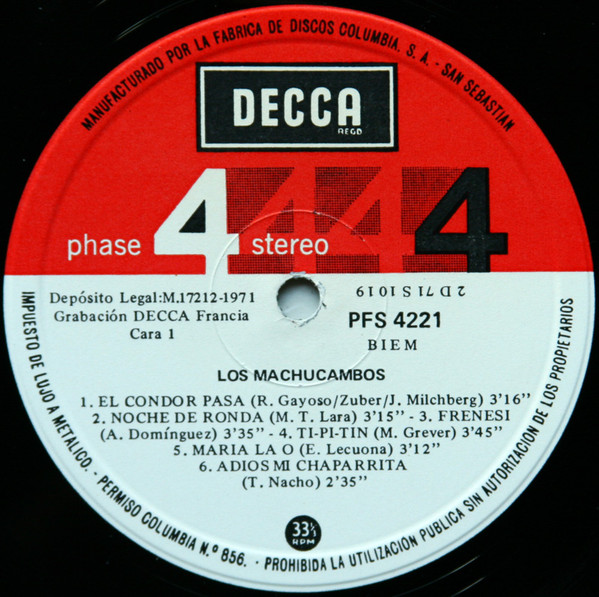 Los Machucambos - Los Machucambos | Decca (PFS 4221) - 3