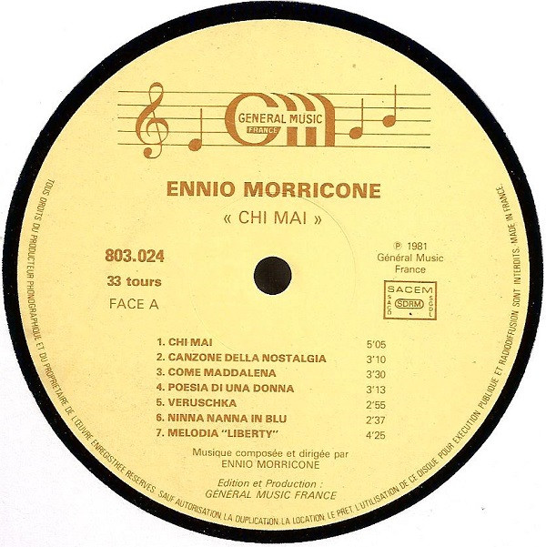 Ennio Morricone - Chi Mai | Général Music France (803.024) - 2