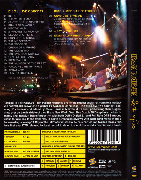 Iron Maiden - Rock In Rio | Sanctuary Visual Entertainment (SVE5001) - 2 Iron Maiden - Rock In Rio | Sanctuary Visual Entertainment (SVE5001) - 2