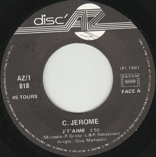 C. Jérôme - J't'aime | Disc'Az (AZ/1 818) - 3
