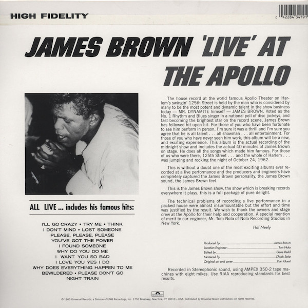 James Brown - 'Live' At The Apollo | Polydor (422 843 479-1) - 2