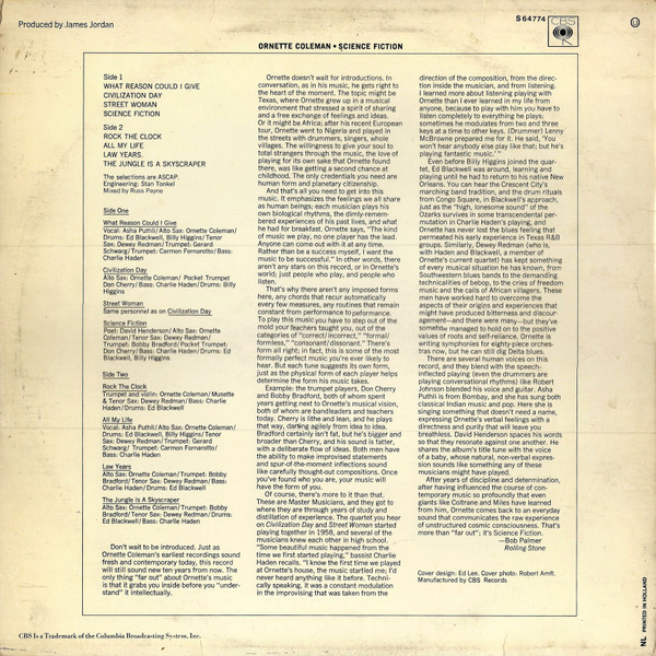Ornette Coleman - Science Fiction | CBS (S 64774) - 2 Ornette Coleman - Science Fiction | CBS (S 64774) - 2