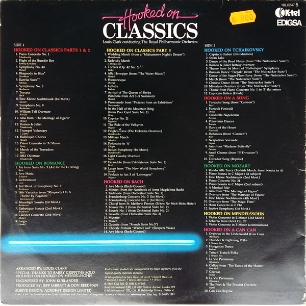 Louis Clark Conducting Royal Philharmonic Orchestra - Hooked On Classics | Edigsa (18L0247) - 2