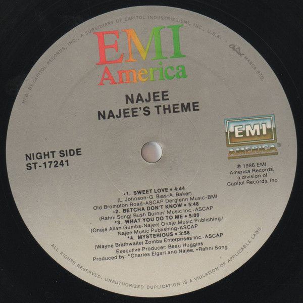 Najee - Najee's Theme | EMI America (ST-17241) - 4
