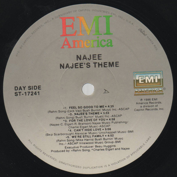 Najee - Najee's Theme | EMI America (ST-17241) - 3