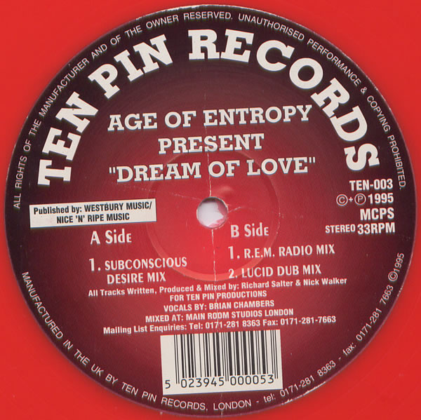 Age Of Entropy - Dream Of Love | Ten Pin Records (TEN-003) - main Age Of Entropy - Dream Of Love | Ten Pin Records (TEN-003) - main