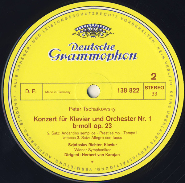 Pyotr Ilyich Tchaikovsky - Sviatoslav Richter · Herbert von Karajan · Wiener Symphoniker - Klavierkonzert Nr.1 B-moll · Piano Concerto No. 1 In B Flat Minor | Deutsche Grammophon (138 822) - 3