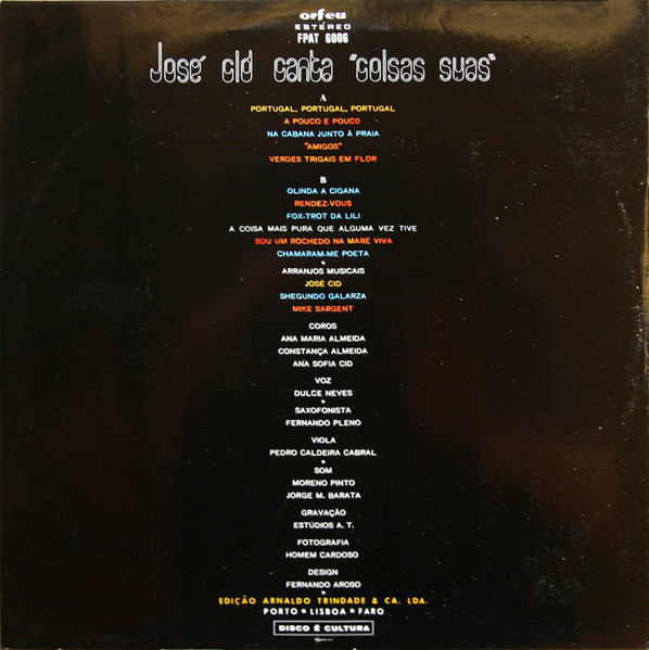 José Cid - José Cid Canta Coisas Suas | Orfeu (FPAT 6006) - 2