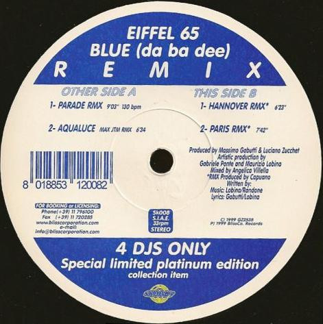 Eiffel 65 - Blue (Da Ba Dee) Remix | Skooby Records (SK008)