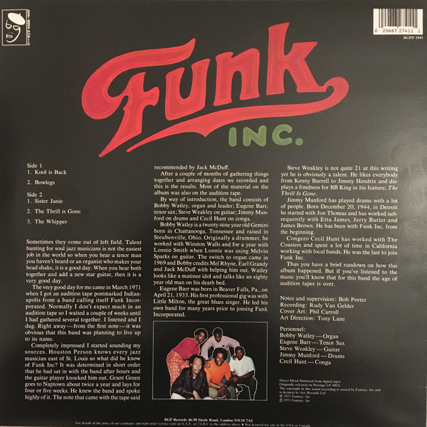 Funk Inc. - Funk Inc. | BGP Records (BGPD 1041) - 2