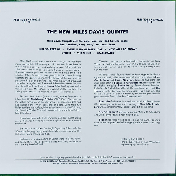 The Miles Davis Quintet - Miles | Prestige (CR00722) - 2