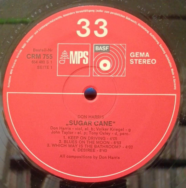 Don "Sugarcane" Harris - Keep On Driving | MPS Records (CRM 755) - 4
