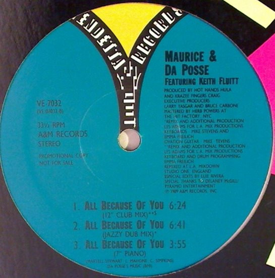 Maurice Joshua & Da Posse - All Because Of You | Vendetta Records (VE-7032) - 2