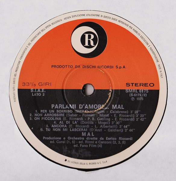 Mal - Parlami D'Amore... | Ricordi (ORL 8098) - 3