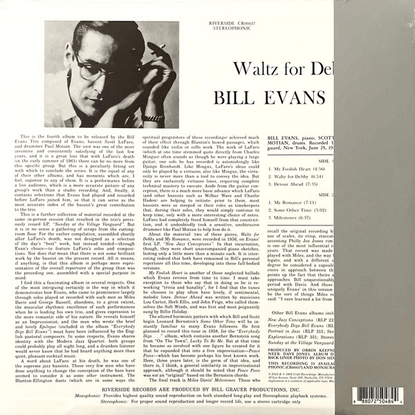 The Bill Evans Trio - Waltz For Debby | Craft Recordings (CR00617) - 3
