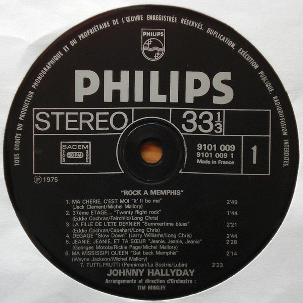 Johnny Hallyday - Rock A Memphis | Philips (9101 009) - 3 Johnny Hallyday - Rock A Memphis | Philips (9101 009) - 3