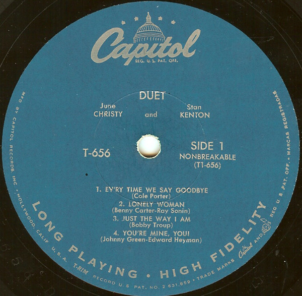 June Christy And Stan Kenton - Duet | Capitol Records (T656) - 3 June Christy And Stan Kenton - Duet | Capitol Records (T656) - 3