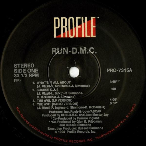 Run-DMC - What's It All About / The Ave. | Profile Records (PRO-7315) - 3 Run-DMC - What's It All About / The Ave. | Profile Records (PRO-7315) - 3