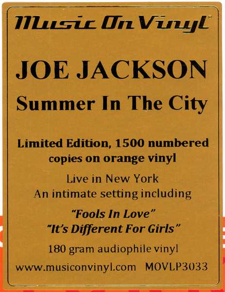 Joe Jackson / Graham Maby / Gary Burke - Summer In The City - Live In New York | Music On Vinyl (MOVLP3033) - 2 Joe Jackson / Graham Maby / Gary Burke - Summer In The City - Live In New York | Music On Vinyl (MOVLP3033) - 2