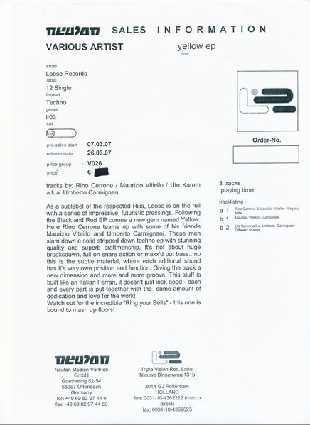 Various - Yellow EP | Loose Records (LR 03) - main Various - Yellow EP | Loose Records (LR 03) - main