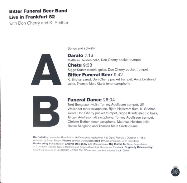 Bitter Funeral Beer Band With Don Cherry & Krishnamurti Sridhar - Live In Frankfurt 82 | Black Sweat Records (BS040) - 2