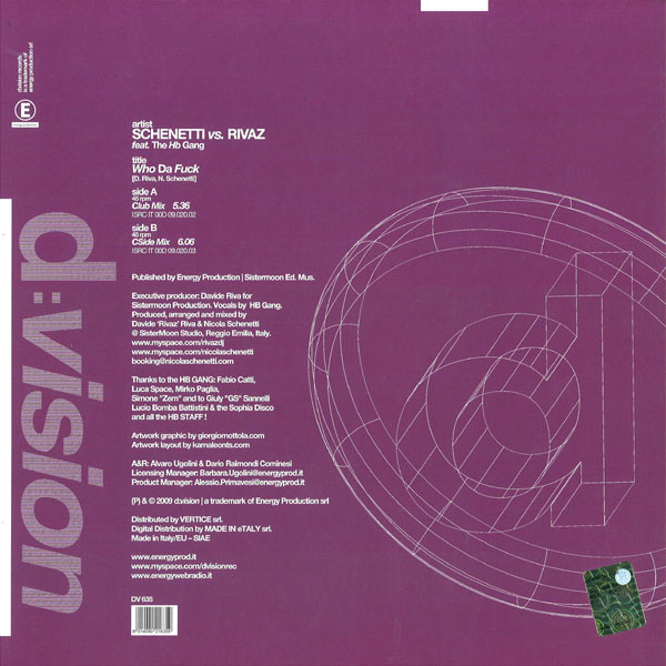 Nicola Schenetti vs. Rivaz Feat. The HB Gang - Who Da Fuck | D:vision Records (DV 635) - 2 Nicola Schenetti vs. Rivaz Feat. The HB Gang - Who Da Fuck | D:vision Records (DV 635) - 2
