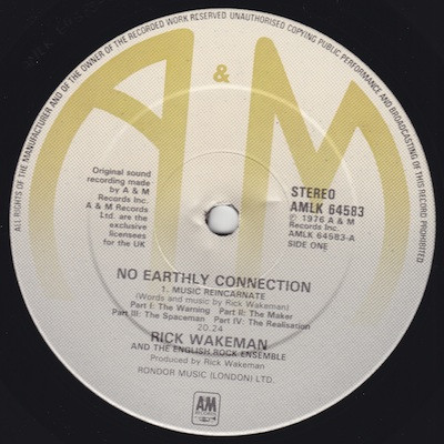 Rick Wakeman And The English Rock Ensemble - No Earthly Connection | A&M Records (AMLK 64583) - 3