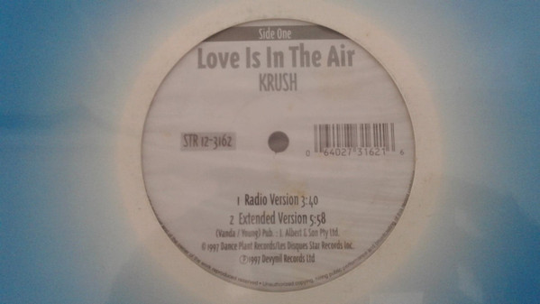Krush - Love Is In The Air | Les Disques Star Records Inc. (STR 12-3162) - 3