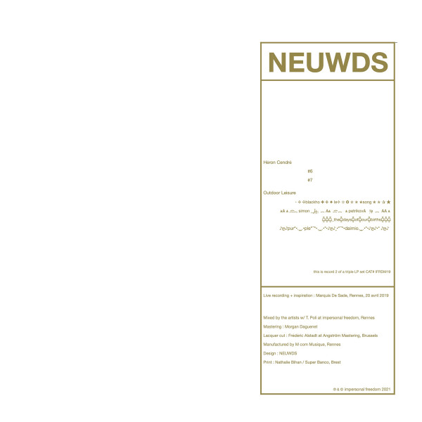 Héron Cendré / Outdoor Leisure - NEUWDS | Impersonal Freedom (IFRDM19) - main Héron Cendré / Outdoor Leisure - NEUWDS | Impersonal Freedom (IFRDM19) - main