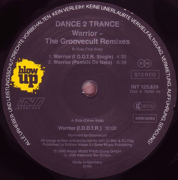 Dance 2 Trance - Warrior (The Groovecult Remixes) | Blow Up (INT 125.839) - 2