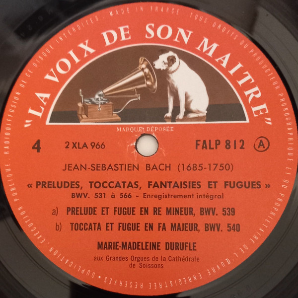 Johann Sebastian Bach , Maurice Duruflé , Marie-Madeleine Duruflé-Chevalier - Préludes Toccatas Fantaisies Et Fugues 2 | La Voix De Son Maître (FALP 812) - 3