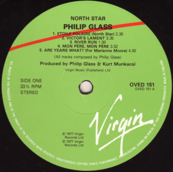 Philip Glass - North Star | Virgin (OVED 151) - 3