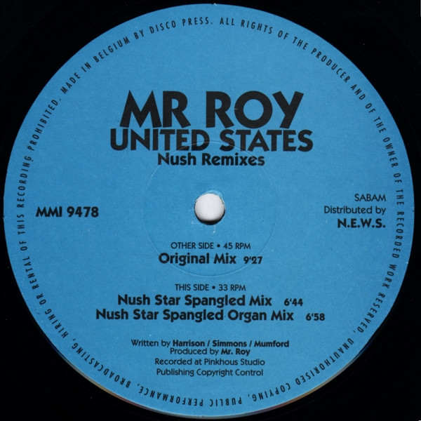 Mr. Roy - United States (Nush Remixes) | Music Man Records (MMI 9478) - main Mr. Roy - United States (Nush Remixes) | Music Man Records (MMI 9478) - main