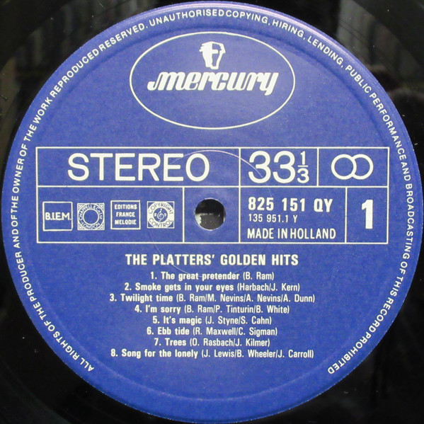 The Platters - The Platters' Golden Hits | Mercury (825 151 QY) - 3 The Platters - The Platters' Golden Hits | Mercury (825 151 QY) - 3