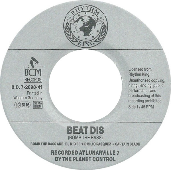 Bomb The Bass - Beat Dis | BCM Records (B.C. 7-2093-41) - 3