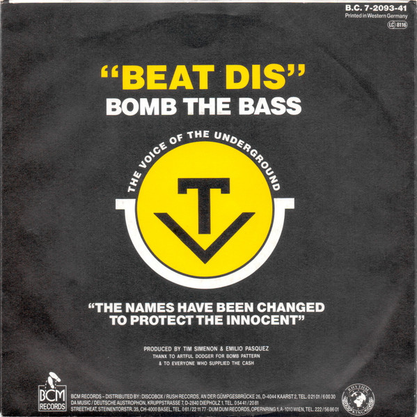 Bomb The Bass - Beat Dis | BCM Records (B.C. 7-2093-41) - 2