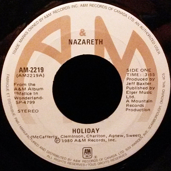 Nazareth - Holiday / Ship Of Dreams (7") [Vinyl] | A&M Records (AM-2219)