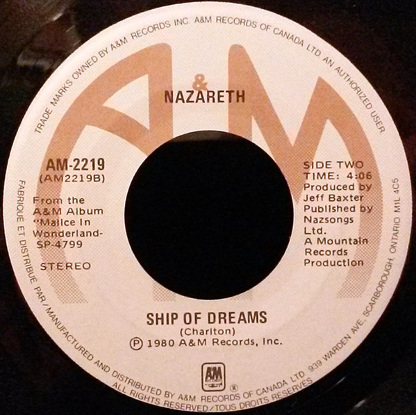 Nazareth - Holiday / Ship Of Dreams (7") [Vinyl] | A&M Records (AM-2219) - 2
