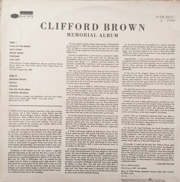 Clifford Brown - Memorial Album | Blue Note (11C 078-98577) - 2