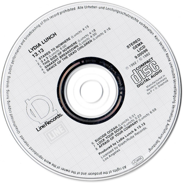 Lydia Lunch / 13.13 - 13.13 | Line Records (LICD 9.00096 O) - 3